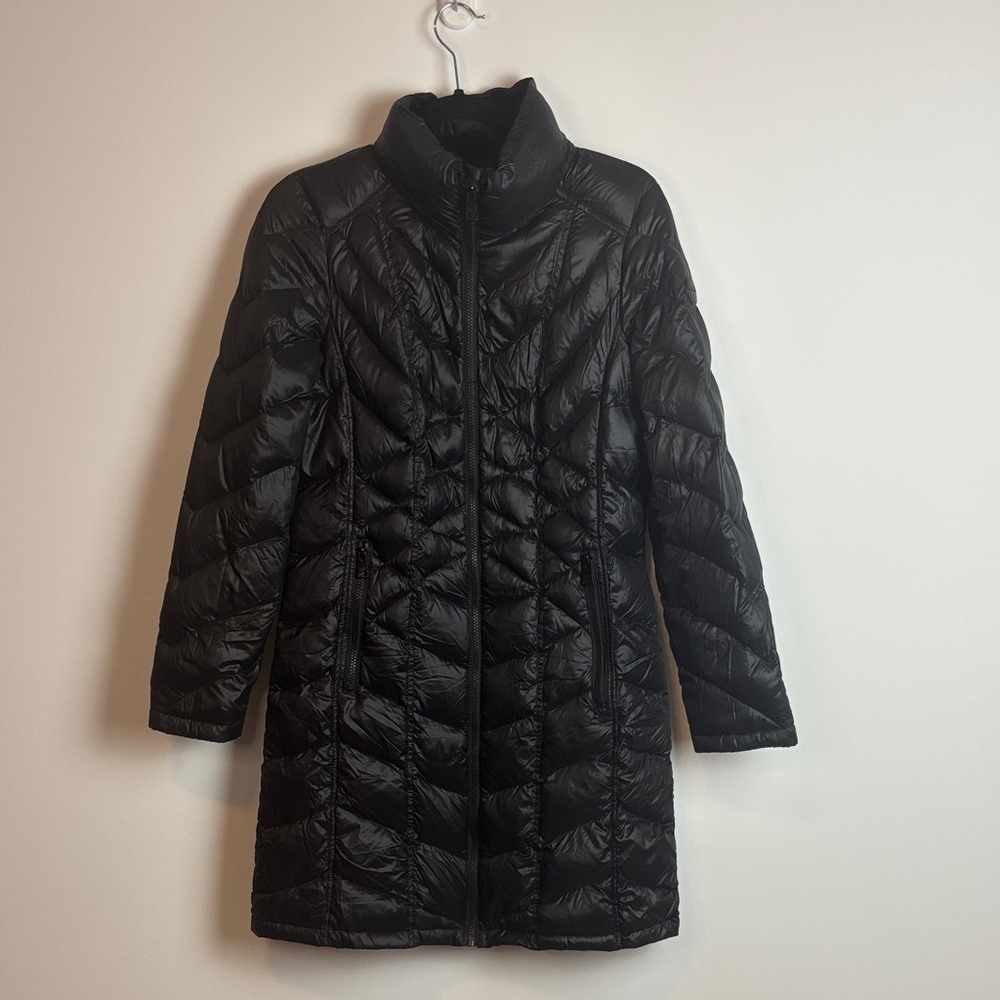 Andrew Marc Black Long Quilted Puffer Coat